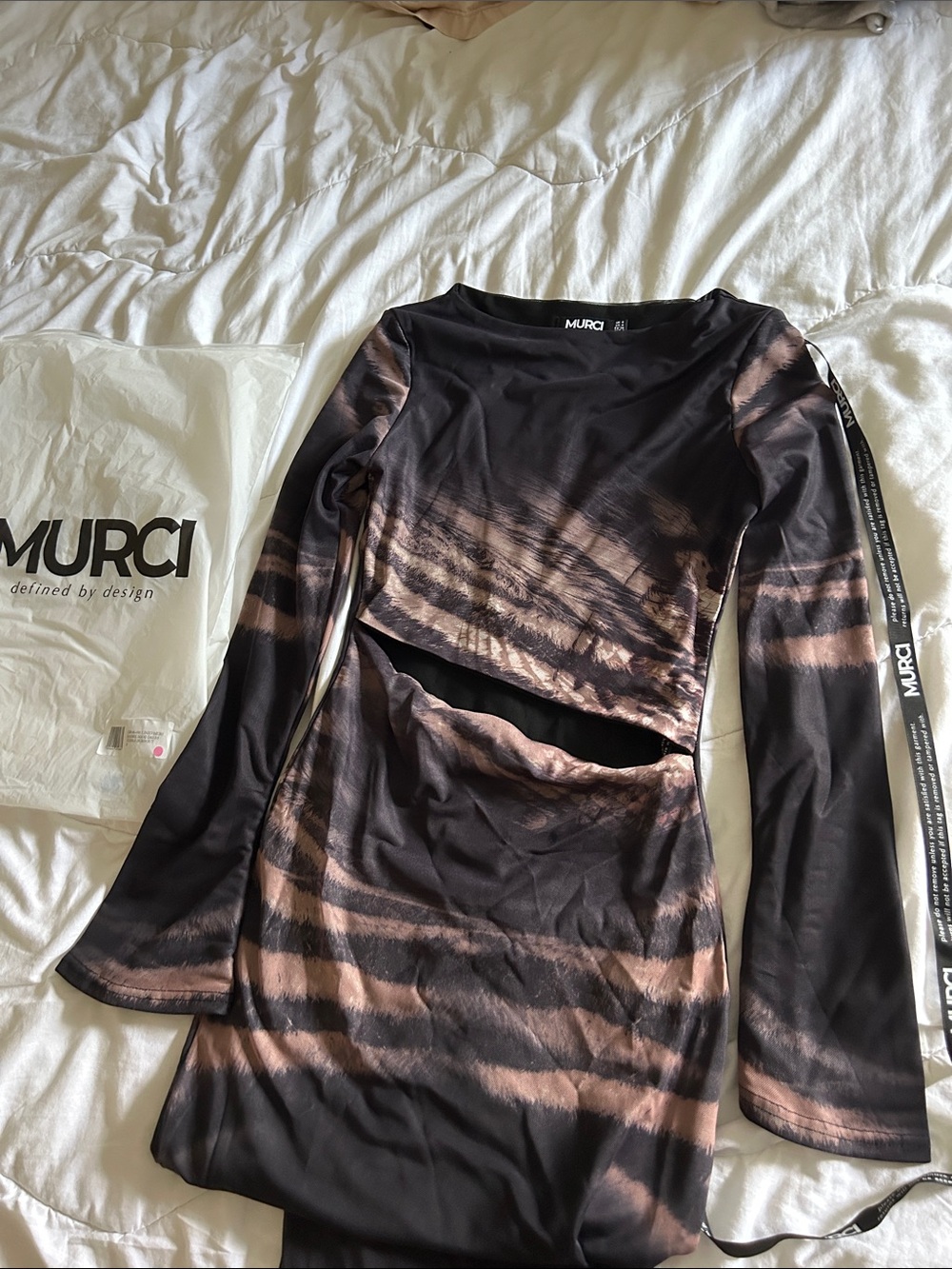 MURCI SABRE SLASH DETAIL LONG SLEEVE MAXI Cutout Dress